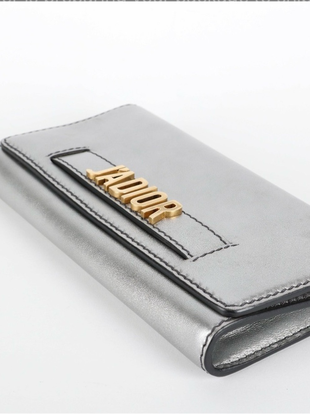Dior Metallic Silver Clutch with Gold J'Adior Hardware - Picture 6 of 7